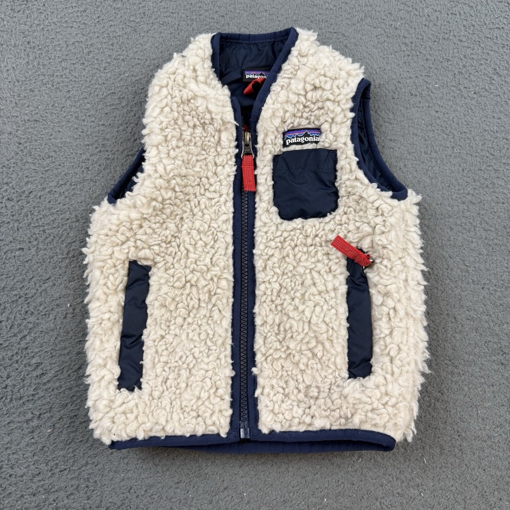 Patagonia Retro X Vest Toddler 6-12M Cream Sherpa Fleece Outdoor Kids Deep Pile